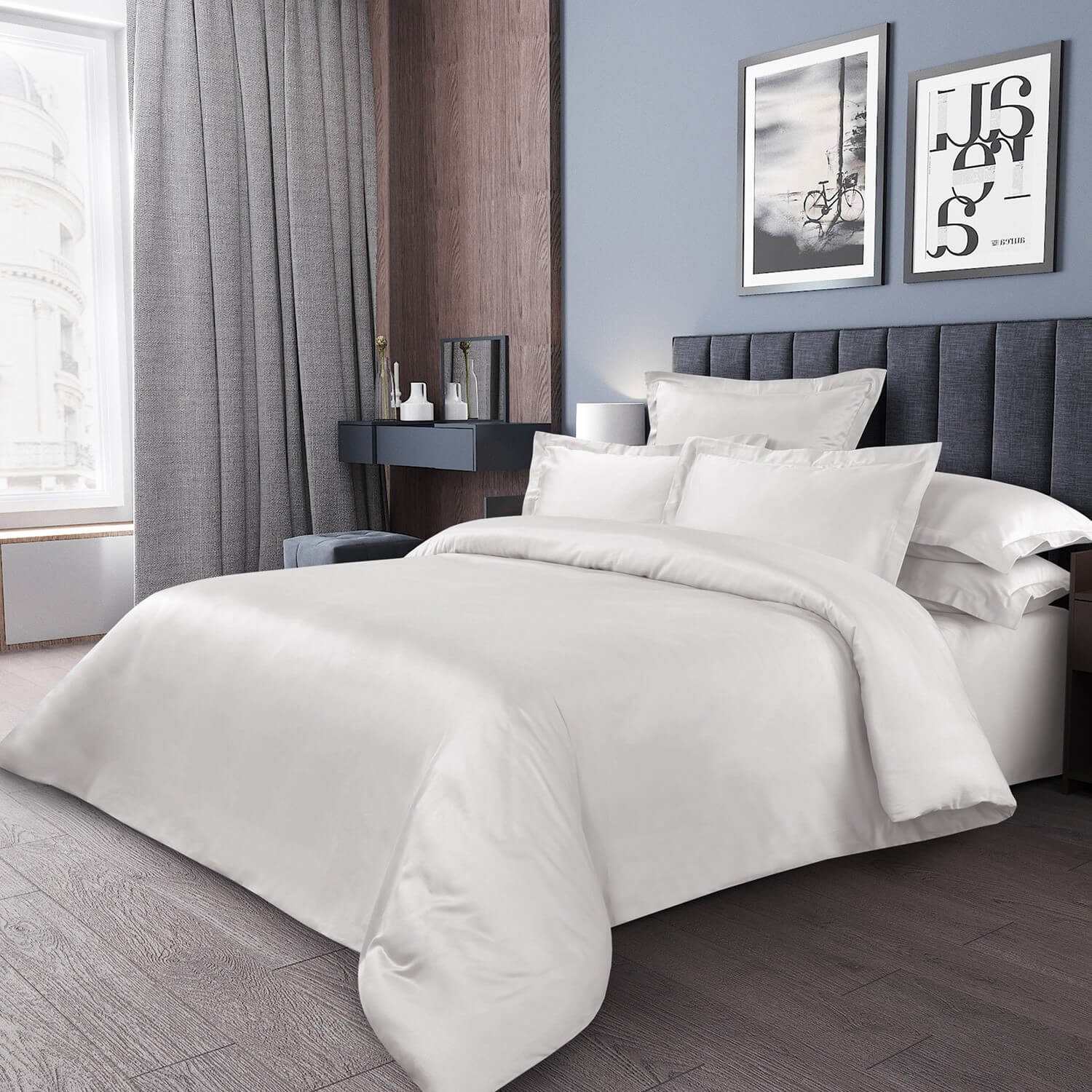 Страйп-сатин белый гладкокрашенный