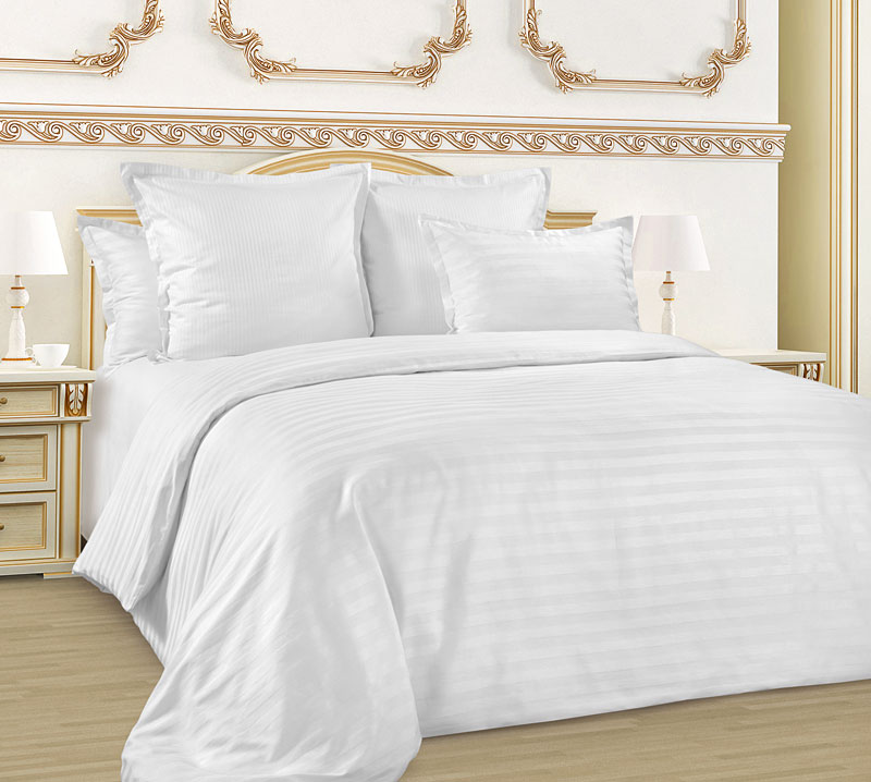 Страйп-сатин белый полоса 1х1